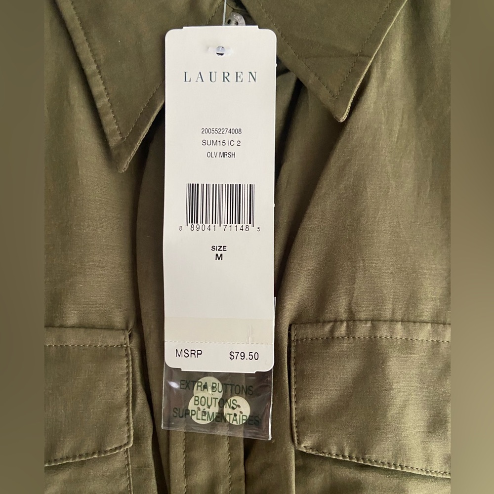💥💥 SALE 30% OFF LIST PRICE💥💥NWT Lauren Silk Cotton Tie Front Shirt; size M; - Picture 3 of 15